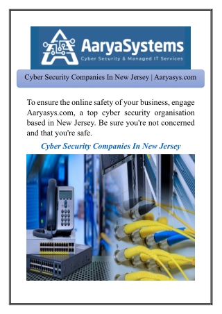 Cyber Security Companies In New Jersey | Aaryasys.com