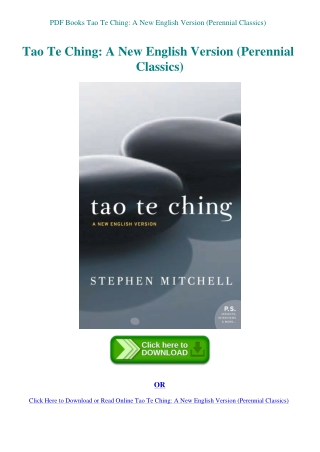 PDF Books Tao Te Ching A New English Version (Perennial Classics)