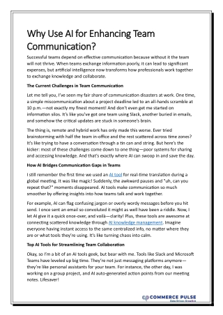 Why Use AI for Enhancing Team Communication