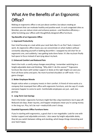 What Are the Benefits of an Ergonomic Office