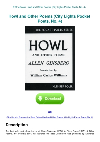 PDF eBooks Howl and Other Poems (City Lights Pocket Poets  No. 4)