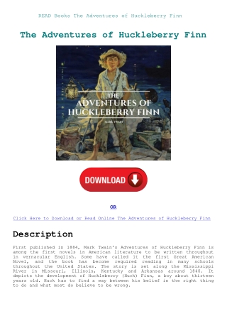 READ Books The Adventures of Huckleberry Finn