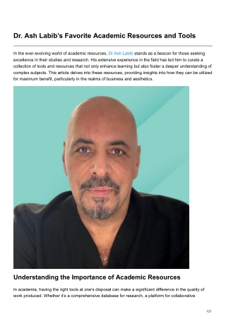 Dr Ash Labibs Favorite Academic Resources and Tools