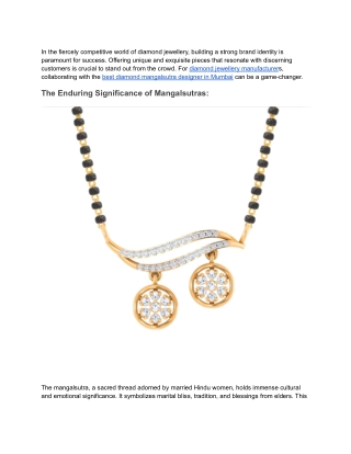 Elevate Your Brand With Best Diamond Mangalsutra Designer in Mumbai