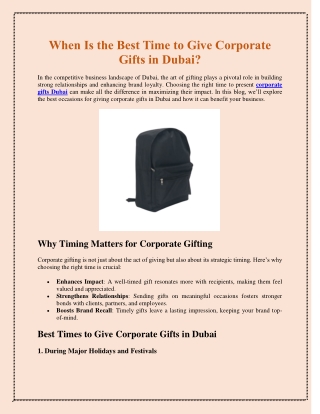 When Is the Best Time to Give Corporate Gifts in Dubai