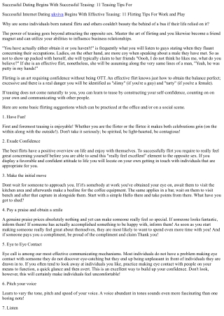 Successful dating starts with successful flirting 11 teasing suggestions for