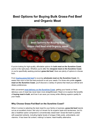 Best Options for Buying Bulk Grass-Fed Beef and Organic Meat