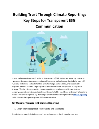 通過氣候報告建立信任：透明ESG溝通的關鍵步驟