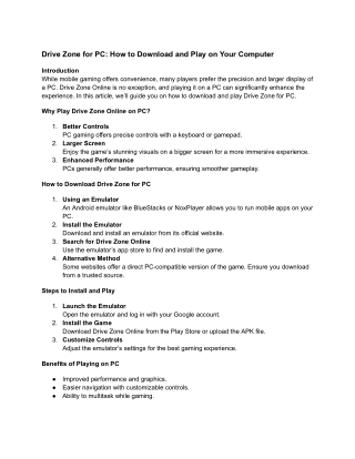 Drive Zone for PC_ How to Download and Play on Your Computer