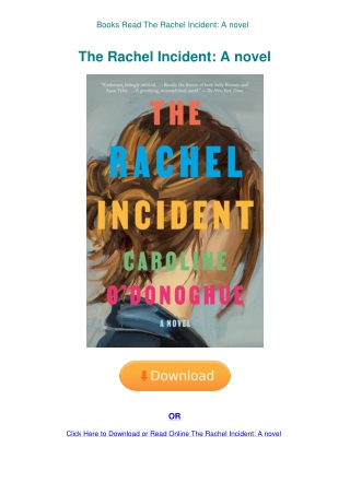Books Read The Rachel Incident A novel