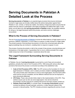 Serving Documents in Pakistan A Detailed Look at the Process