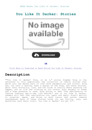 READ Books You Like It Darker Stories