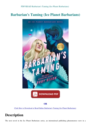 PDF READ Barbarian's Taming (Ice Planet Barbarians)