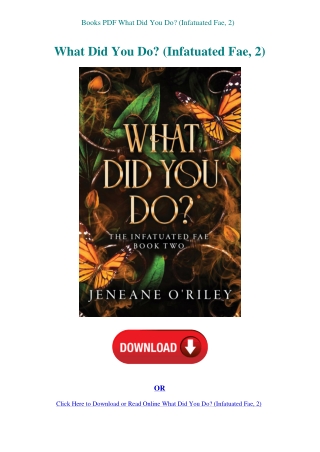 Books PDF What Did You Do (Infatuated Fae  2)