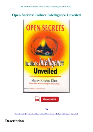 READ Books Open Secrets India's Intelligence Unveiled