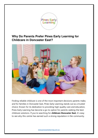 Why Do Parents Prefer Pines Early Learning for Childcare in Doncaster East