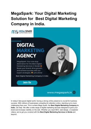 MegaSpark: Your Digital Marketing Solution for  Best Digital Marketing Company