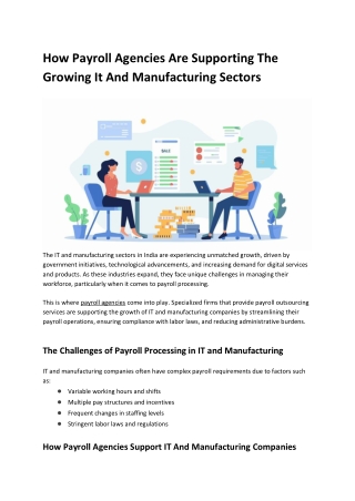 How Payroll Agencies Are Supporting The Growing It And Manufacturing Sectors