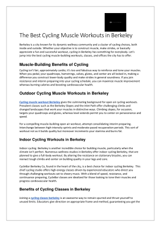 The Best Cycling Muscle Workouts in Berkeley