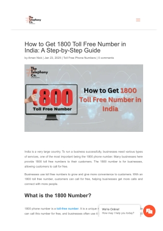 How to Get 1800 Toll Free Number in India