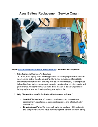 Asus Battery Replacement Service Oman