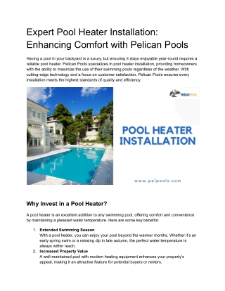 Expert Pool Heater Installation_ Enhancing Comfort with Pelican Pools