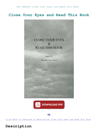PDF eBooks Close Your Eyes and Read This Book