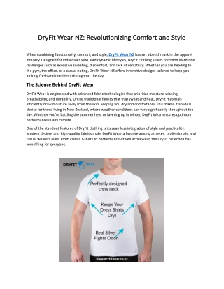 DryFit Wear NZ Revolutionizing Comfort and Style