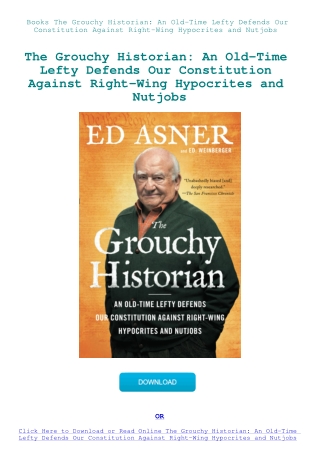 Books The Grouchy Historian An Old-Time Lefty Defends Our Constitution Against Right-Wing Hypocrites