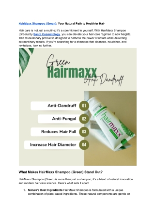 HairMaxx Shampoo (Green)_ Your Natural Path to Healthier Hair