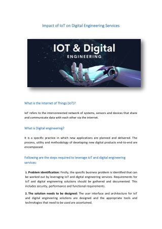 Impact of IoT on Digital Engineering Services