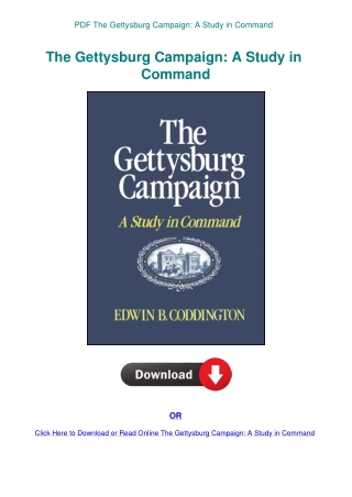 PDF The Gettysburg Campaign A Study in Command