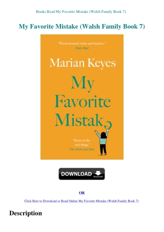 Books Read My Favorite Mistake (Walsh Family Book 7)