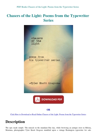 PDF Books Chasers of the Light Poems from the Typewriter Series