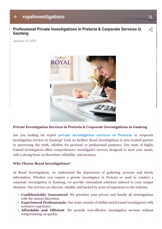 Professional Private Investigations in Pretoria & Corporate Services in Gauteng