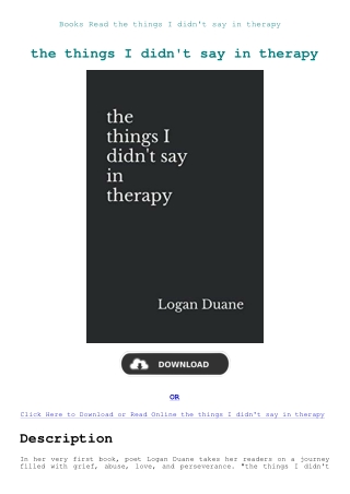 Books Read the things I didn't say in therapy