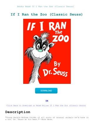 Books Read If I Ran the Zoo (Classic Seuss)