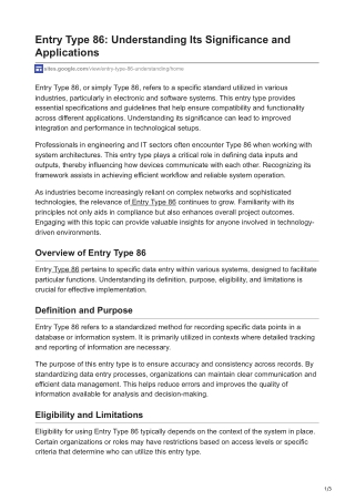 Entry Type 86 Understanding Its Significance and Applications