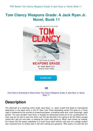 PDF Books Tom Clancy Weapons Grade A Jack Ryan Jr. Novel  Book 11