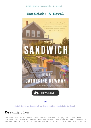 READ Books Sandwich A Novel