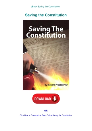 eBook Saving the Constitution