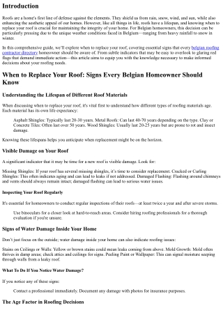 When to Replace Your Roof: Signs Every Belgian Homeowner Should Know