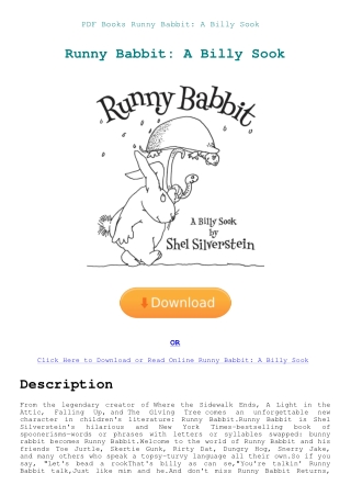 PDF Books Runny Babbit A Billy Sook