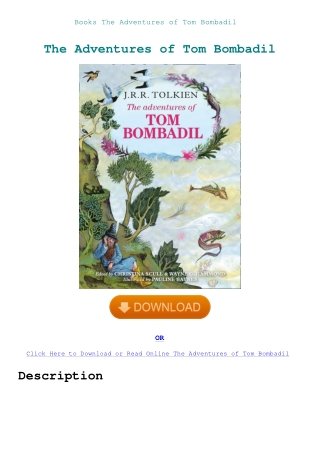 Books  The Adventures of Tom Bombadil