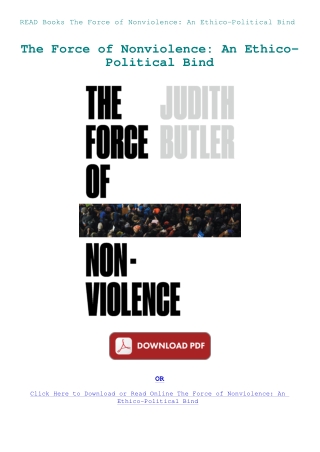 READ Books The Force of Nonviolence An Ethico-Political Bind
