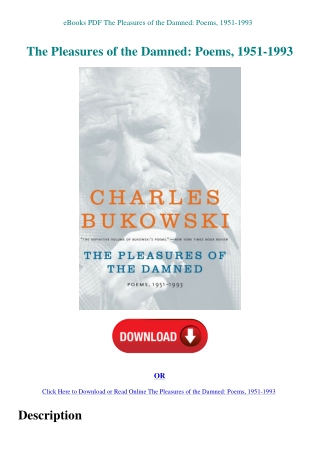 eBooks PDF The Pleasures of the Damned Poems  1951-1993