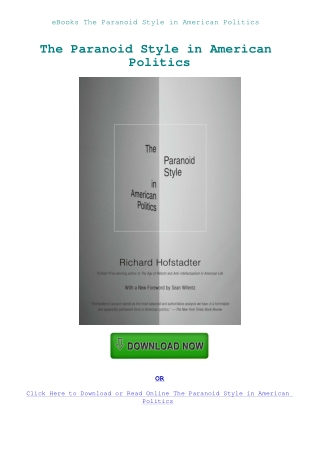 eBooks The Paranoid Style in American Politics