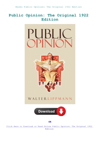 Books Public Opinion The Original 1922 Edition