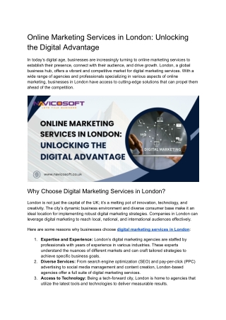Online Marketing Services in London_ Unlocking the Digital Advantage
