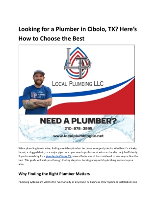 Looking for a Plumber in Cibolo, TX_ Here’s How to Choose the Best
